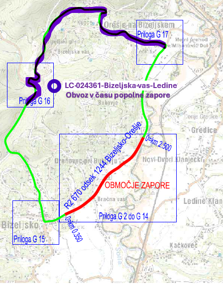 Obvestilo o podaljšani zapori državne ceste Bizeljsko- Orešje