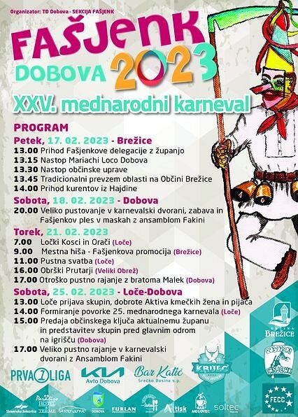 25. mednarodni pustni karneval Fašjenk Dobova 2023 vabi