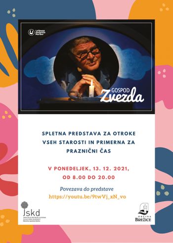 Predstave za otroke vrtcev in osnovnih šol Občine Brežice v Veselem decembru 2021