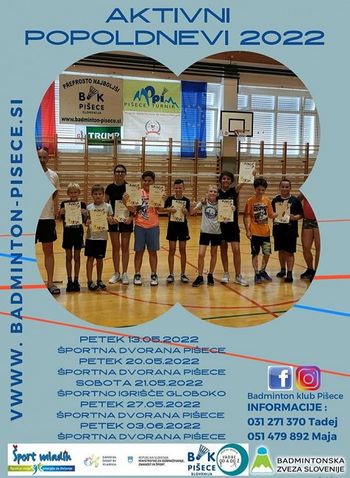Aktivni popoldnevi 2022 badminton kluba Pišece