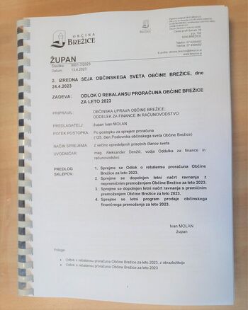 Na 2. izredni seji odločanje o rebalansu proračuna in pravilniku za subvencije poračuna vodarine podjetjem