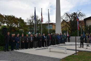 Posavska proslava ob dnevu suverenosti in razvitje paporskih zastav pri Obelisku zmage 1991