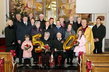 Zakonca Deržič z županom in družino ter prijatelji obeležila 50 let zakonske zveze