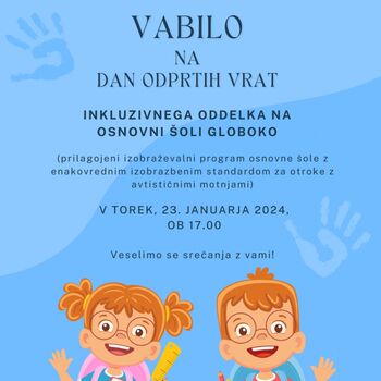 Vabljeni na dan odprtih vrat inkluzivnega oddelka na OŠ Globoko