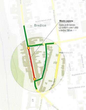 Obvestilo o zapori parkirišča in ceste v starem mestnem jedru