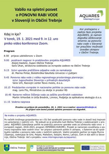 AQUARES: VABILO NA POSVET O PONOVNI RABI VODE
