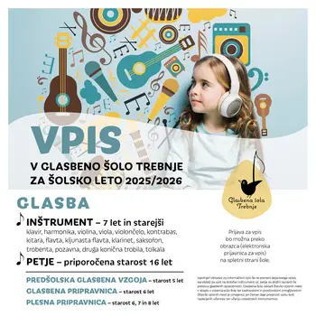 VPIS V GLASBENO ŠOLO TREBNJE ZA ŠOLSKO LETO 2025/2026