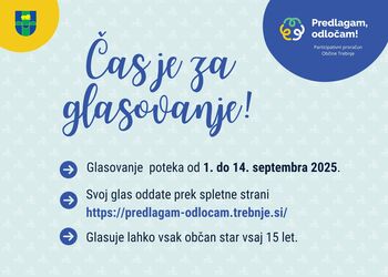 GLASOVANJE ZA PROJEKTNE PREDLOGE PARTICIPATIVNEGA PRORAČUNA 2025-2026