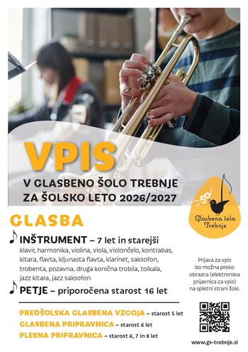 VPIS V GLASBENO ŠOLO TREBNJE ZA ŠOLSKO LETO 2026/27