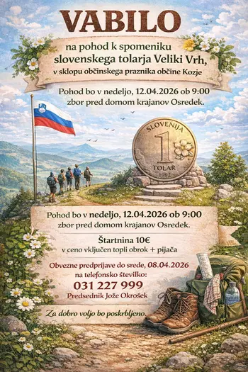 POHOD K SPOMENIKU SLOVENSKEGA TOLARJA NA VELIKEM VRHU