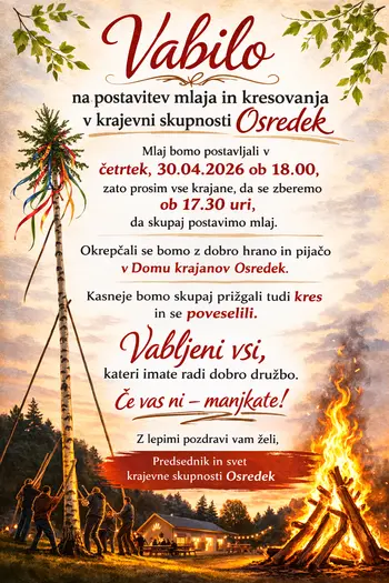 Postavitev mlaja in kresovanje v Krajevni skupnosti Osredek