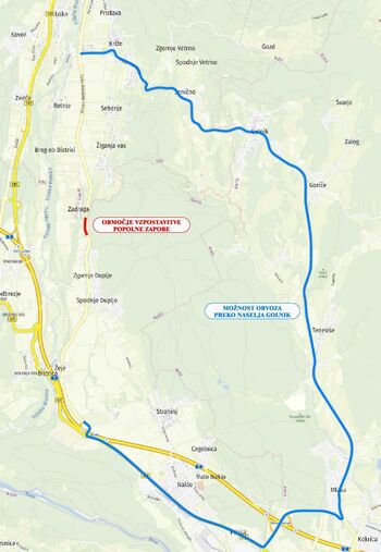 POPOLNA ZAPORA LOKALNE CESTE ZGORNJE DUPLJE - ZADRAGA