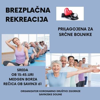 Brezplačna rekreacija - prilagojena za srčne bolnike