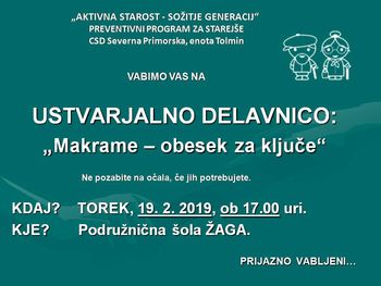 Ustvarjalna delavnica: Makrame – obesek za ključe