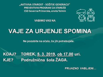 Vaje za urjenje spomin